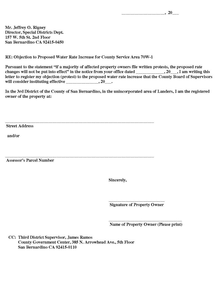 Blank Protest Letter.