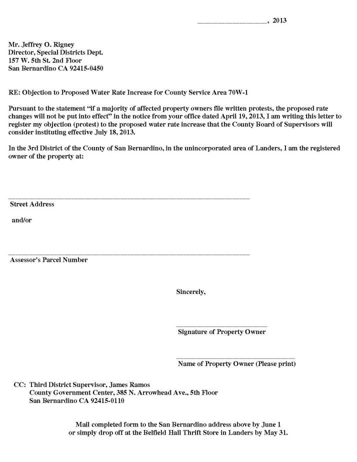 Blank Protest Letter.