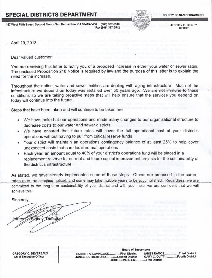 Rate Increase Notice.