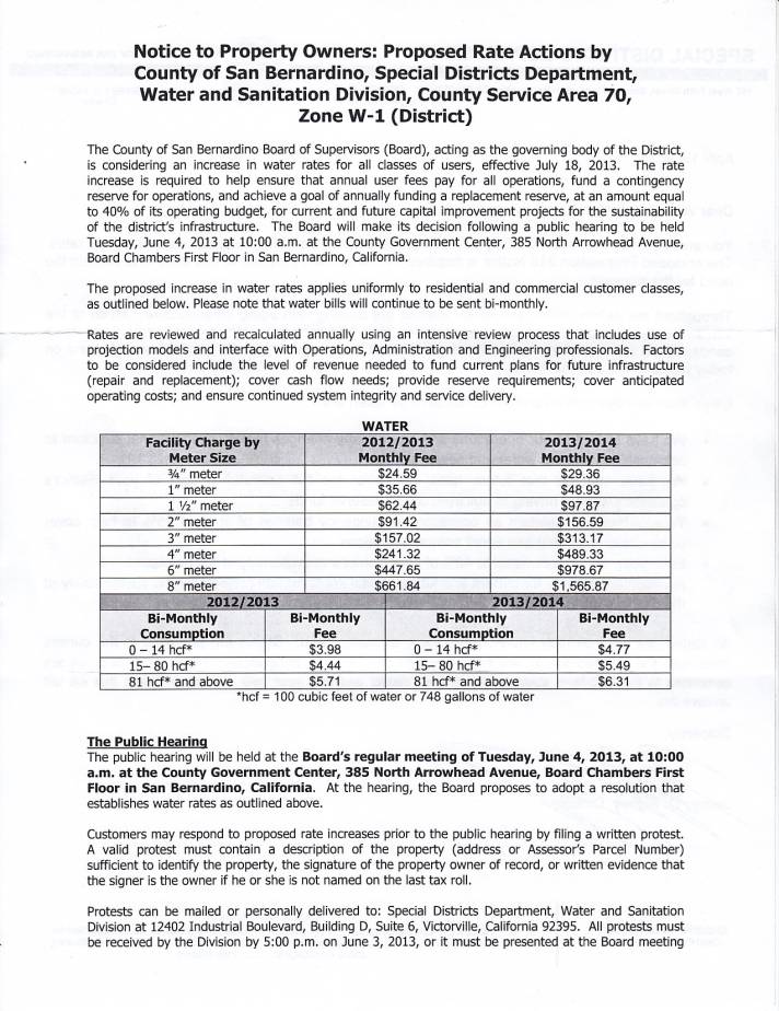 Rate Increase Notice.