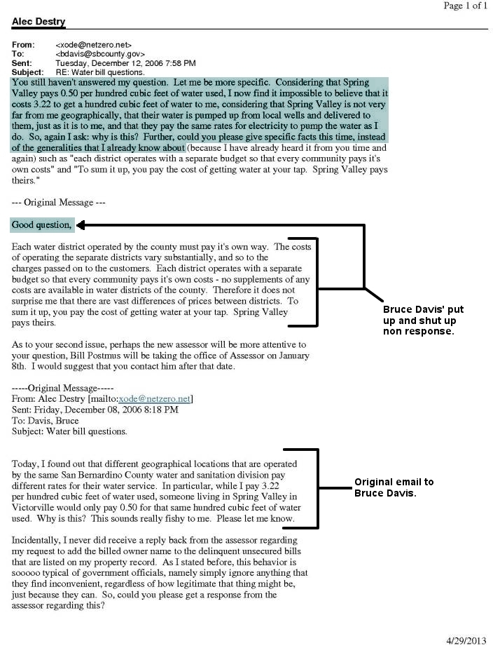 First counter response to Bruce Davis.